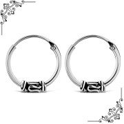 12mm Wide - 1.2mm Thick Bali Hoop Earrings, ehb104